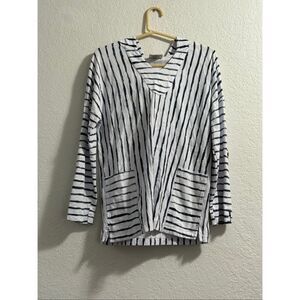 Wild Palms Hoodie V Neck Womens S Cotton Striped  Pockets Casual Activewear